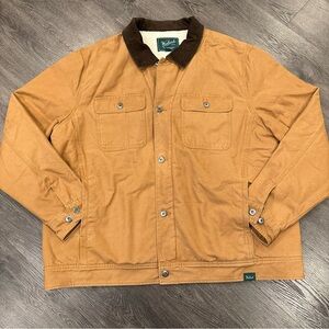 Woolrich Barn Chore Jacket Sherpa Lined Corduroy Collar, Men’s XXL, Tan Canvas